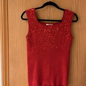 Beautiful red sequins tank top,